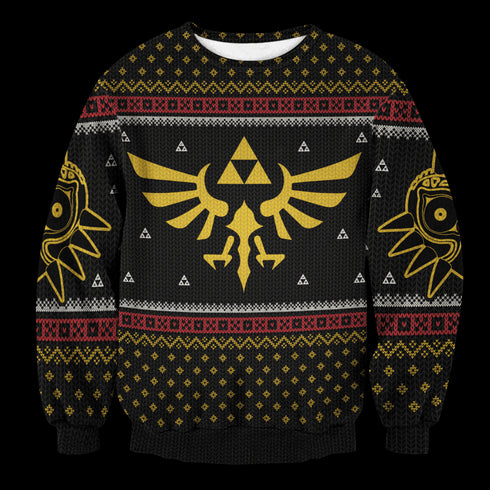 Divesart - Legend of Zelda Triforce Maglione di lana unisex natalizio - Brutto maglione di Natale